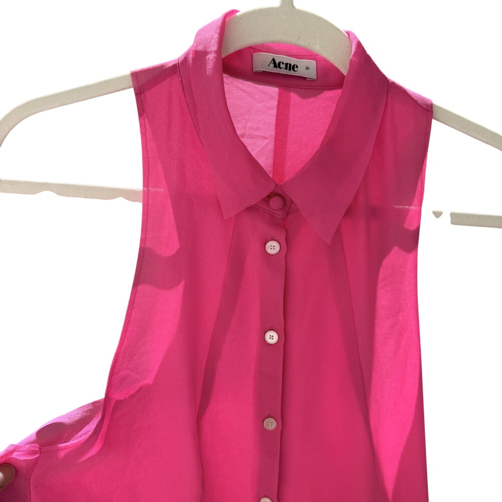 Acne Studios Dress Womens Size 36 Pink Beverly Crepe Sleeveless Sheer Summer